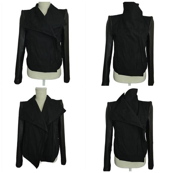 BCBG MAXAZRIA Padded Shoulder Black Bomber Jacket Sz Small - Picture 1 of 9